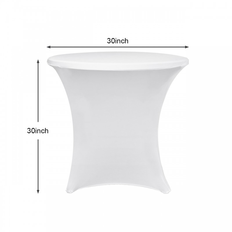 30 x 30 Inch Lowboy Cocktail Round Stretch Spandex Table Cover White 