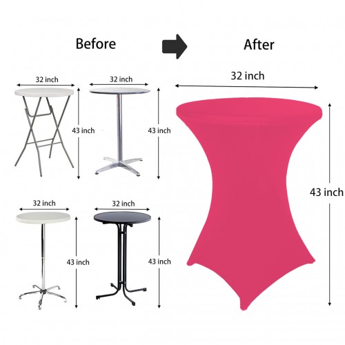 32 Inch Highboy Cocktail Round Stretch Spandex Table Cover Fuchsia