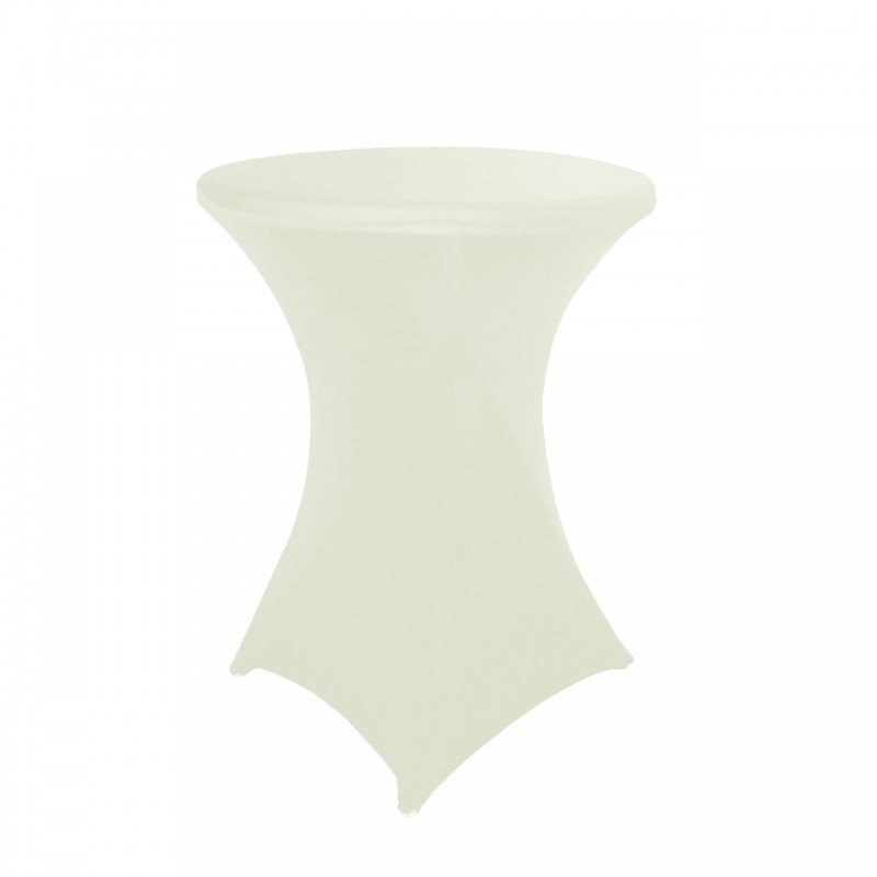 32 Inch Highboy Cocktail Round Stretch Spandex Table Cover Ivory