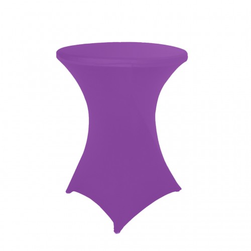 32 Inch Highboy Cocktail Round Stretch Spandex Table Cover Purple