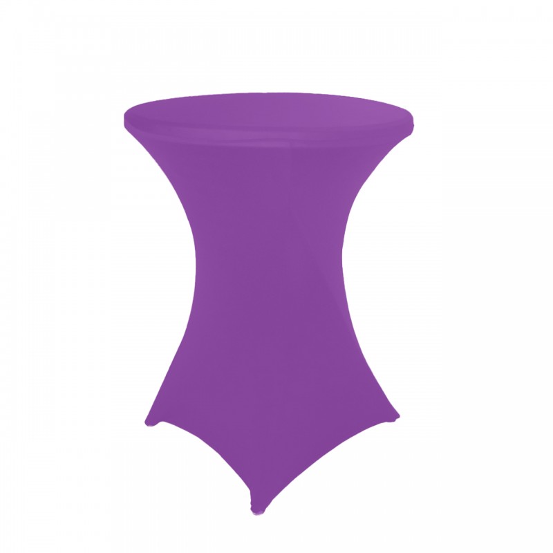 32 Inch Highboy Cocktail Round Stretch Spandex Table Cover Purple 