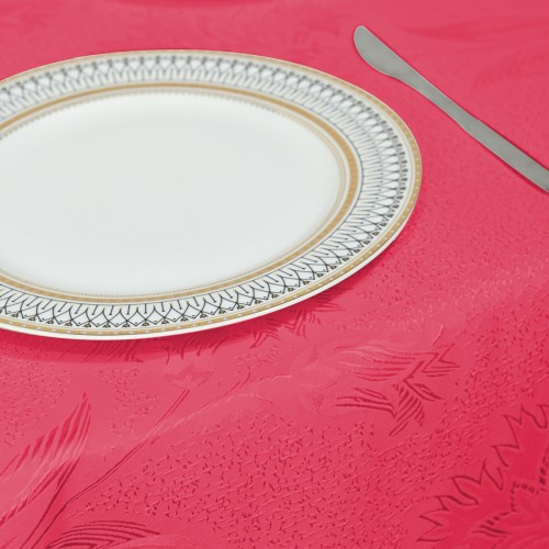 Oval Jacquard Tablecloth Anchovy patterns Table Cloth Burgundy