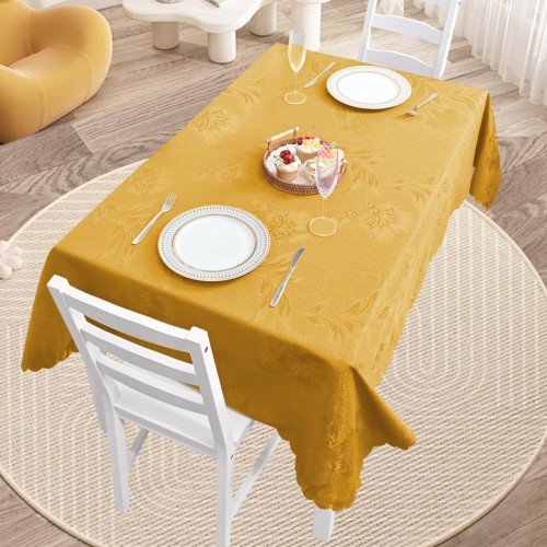 Rectangle Jacquard Tablecloth Anchovy Patterns TableCloth Gold