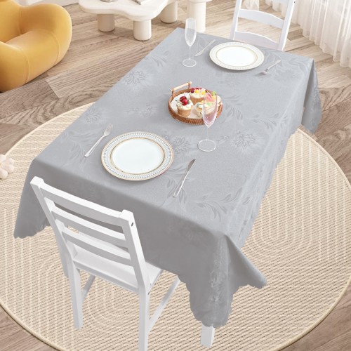 Rectangle Jacquard Tablecloth Anchovy Patterns Table Cloth Silver 