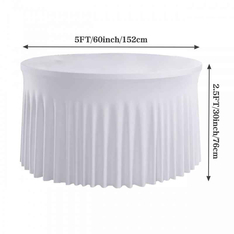 Stretch Spandex 5 ft Round Wavy Draping Table Cover White 