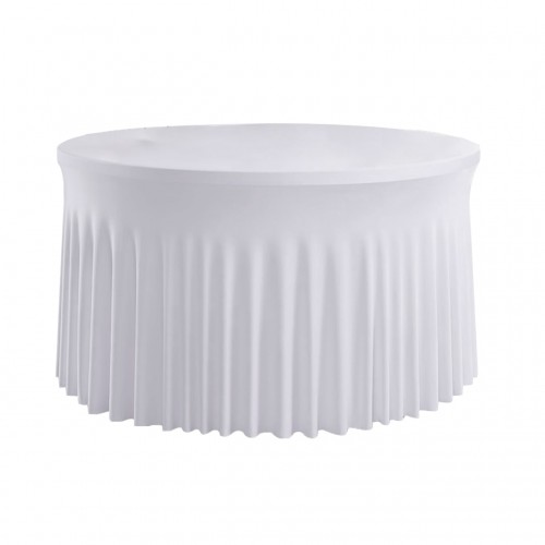 Stretch Spandex 6 ft Round Wavy Draping Table Cover White