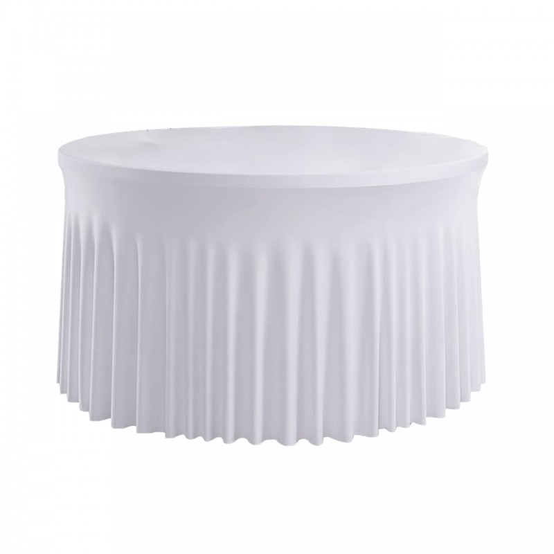 Stretch Spandex 5 ft Round Wavy Draping Table Cover White 