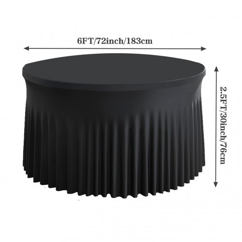 Stretch Spandex 6 ft Round Wavy Draping Table Cover Black