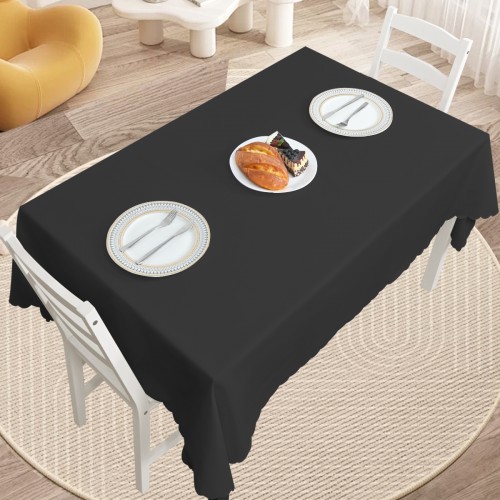 Rectangle  Jacquard Tablecloth Plain patterns TableCloth Black