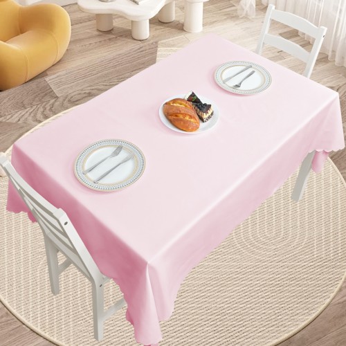 Rectangle Jacquard Tablecloth Plain patterns TableCloth Pink