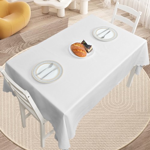 Rectangle Jacquard Tablecloth Plain patterns TableCloth White