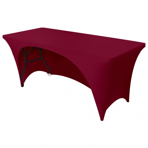 Stretch Spandex 6 ft Open Back Rectangular Table Cover Burgundy