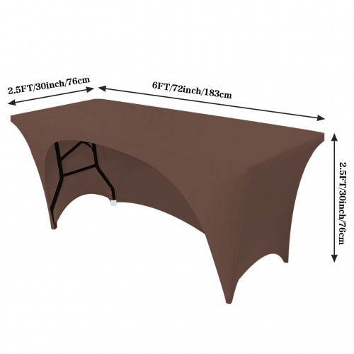 Stretch Spandex 6 ft Open Back Rectangular Table Cover Chocolate