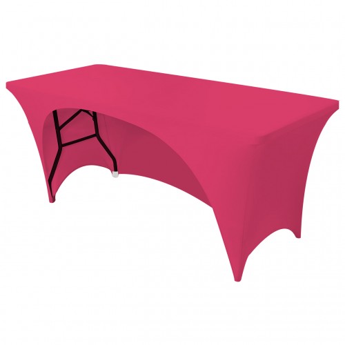 Stretch Spandex 6 ft Open Back Rectangular Table Cover Fuchsia