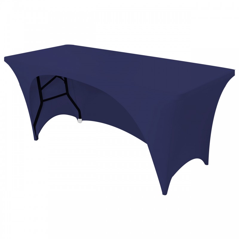 Stretch Spandex 6 ft Open Back Rectangular Table Cover Navy Blue