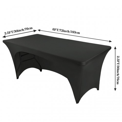 Stretch Spandex 6 ft Open Back Rectangular Table Cover Black