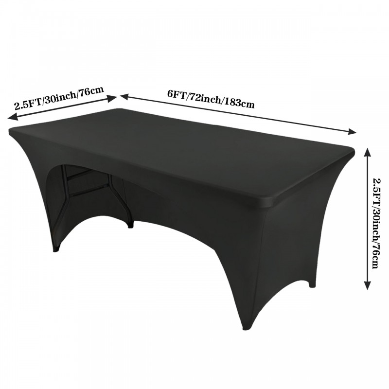 Stretch Spandex 6 ft Open Back Rectangular Table Cover Black 