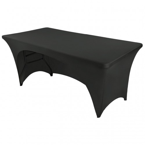 Stretch Spandex 6 ft Open Back Rectangular Table Cover Black