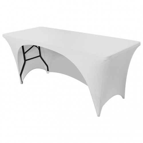 Stretch Spandex 6 ft Open Back Rectangular Table Cover White