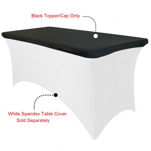 Stretch Spandex 6 ft Rectangular Table Topper/Cap Black 