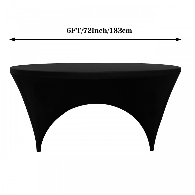 Stretch Spandex 6 ft Round Sides Open Table Cover Black 