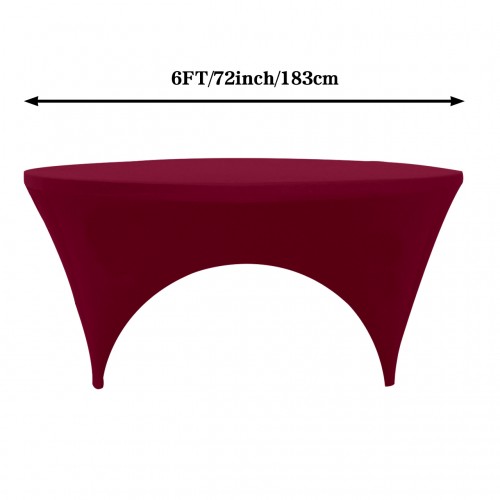 Stretch Spandex 6 ft Round Sides Open Table Cover Burgundy