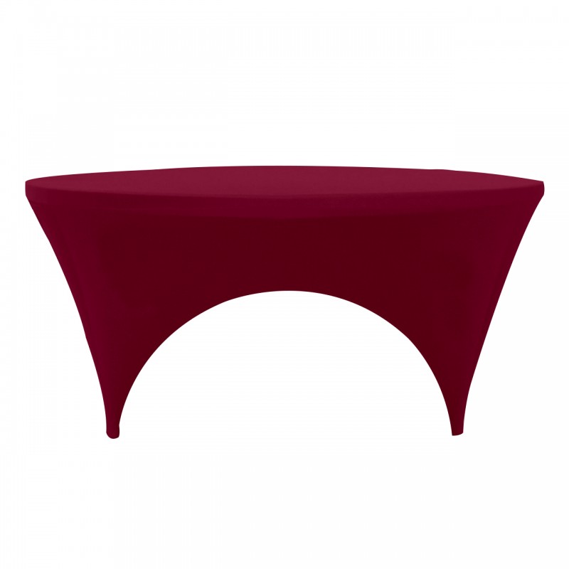 Stretch Spandex 6 ft Round Sides Open Table Cover Burgundy 