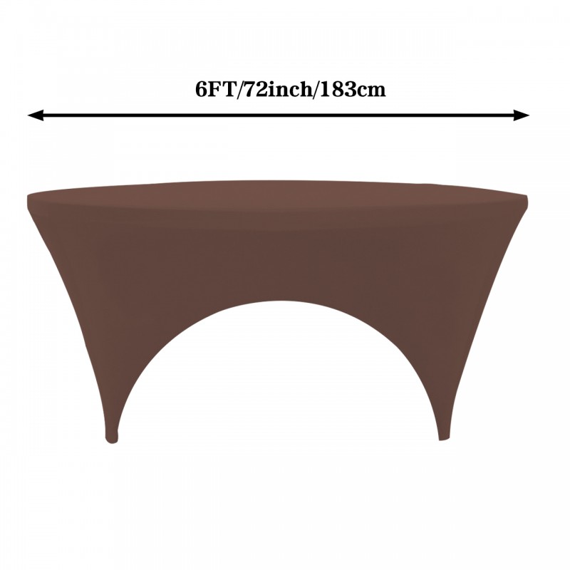 Stretch Spandex 6 ft Round Sides Open Table Cover Chocolate 