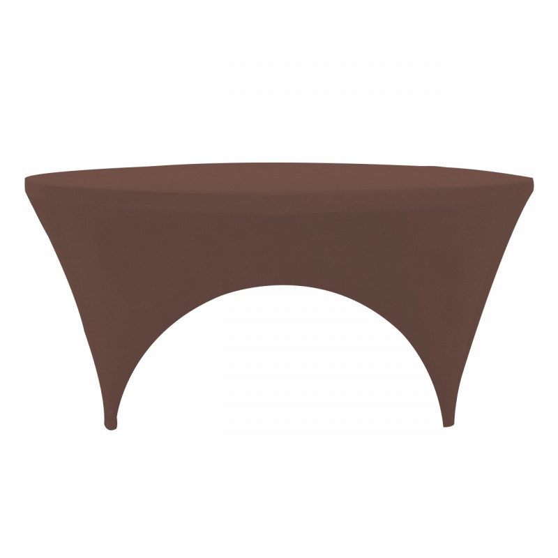 Stretch Spandex 6 ft Round Sides Open Table Cover Chocolate