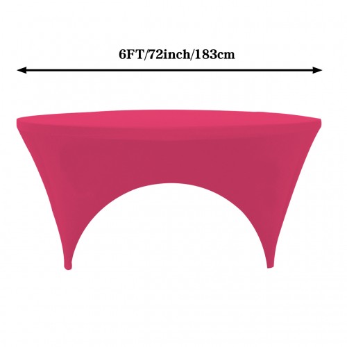 Stretch Spandex 6 ft Round Sides Open Table Cover Fuchsia