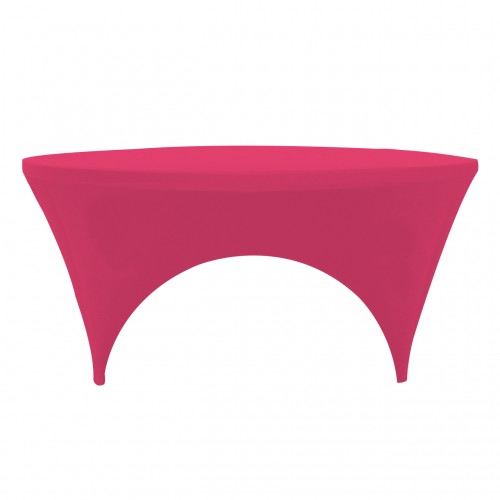 Stretch Spandex 6 ft Round Sides Open Table Cover Fuchsia