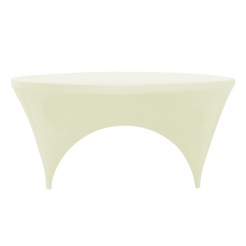 Stretch Spandex 6 ft Round Sides Open Table Cover Ivory