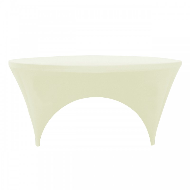 Stretch Spandex 6 ft Round Sides Open Table Cover Ivory 