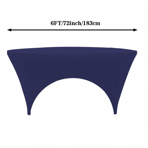 Stretch Spandex 6 ft Round Sides Open Table Cover Navy Blue