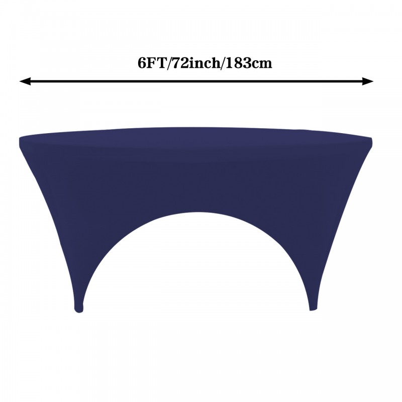 Stretch Spandex 6 ft Round Sides Open Table Cover Navy Blue 