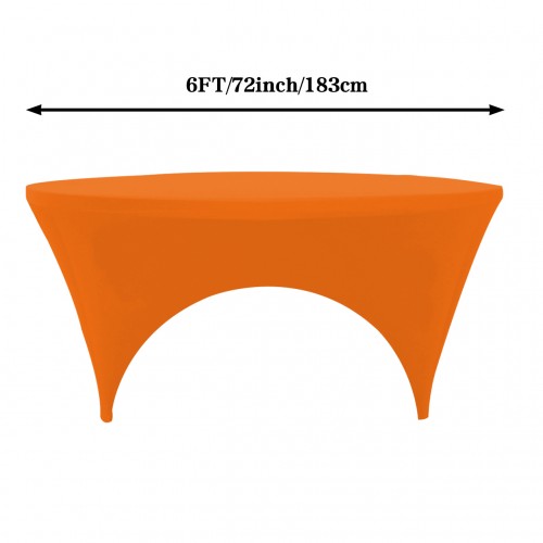 Stretch Spandex 6 ft Round Sides Open Table Cover Orange 