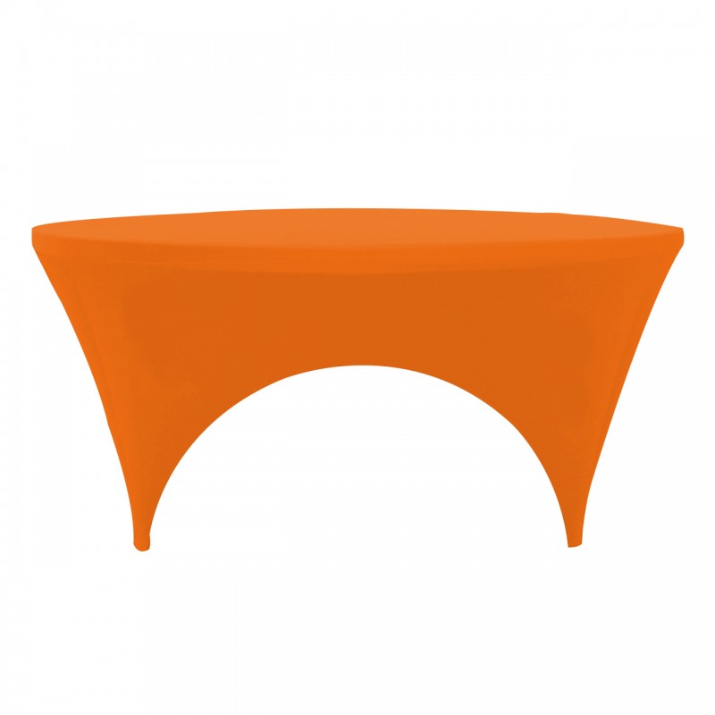 Stretch Spandex 6 ft Round Sides Open Table Cover Orange