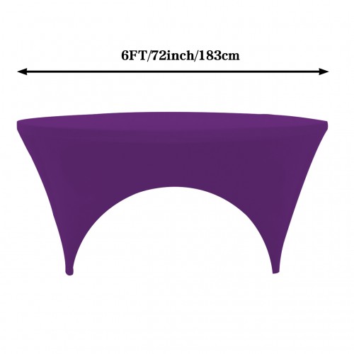 Stretch Spandex 6 ft Round Sides Open Table Cover Purple 