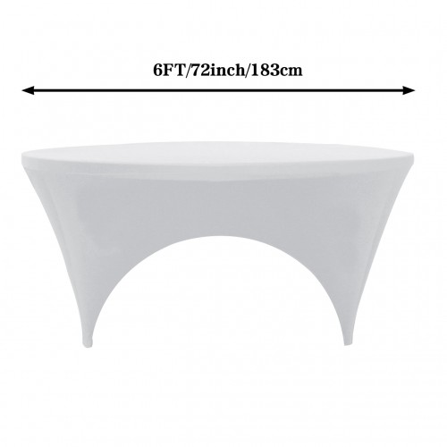 Stretch Spandex 6 ft Round Sides Open Table Cover White 