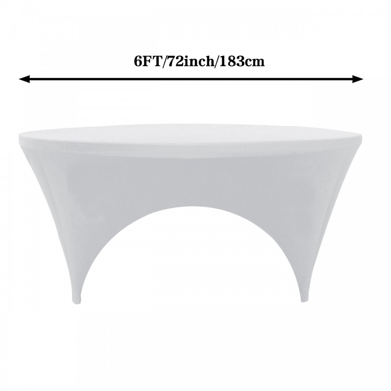 Stretch Spandex 6 ft Round Sides Open Table Cover White 