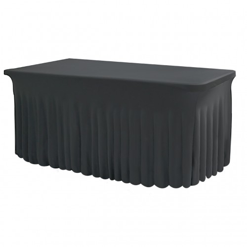 Stretch Spandex 6 ft Rectangular Wavy Draping Table Cover Black