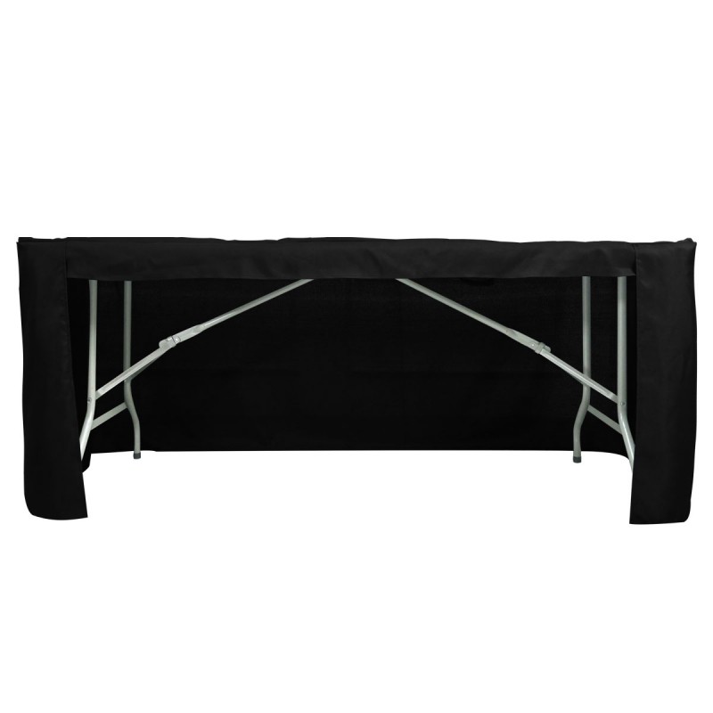 6 ft Fitted Slit Open Back Polyester Rectangular Tablecloth Black 