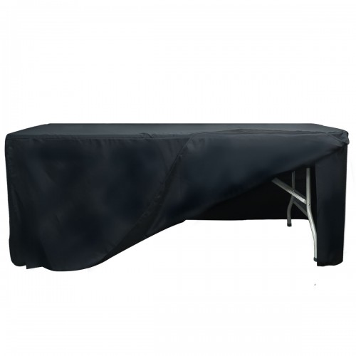 6 ft Fitted Slit Open Back Polyester Rectangular Tablecloth Black