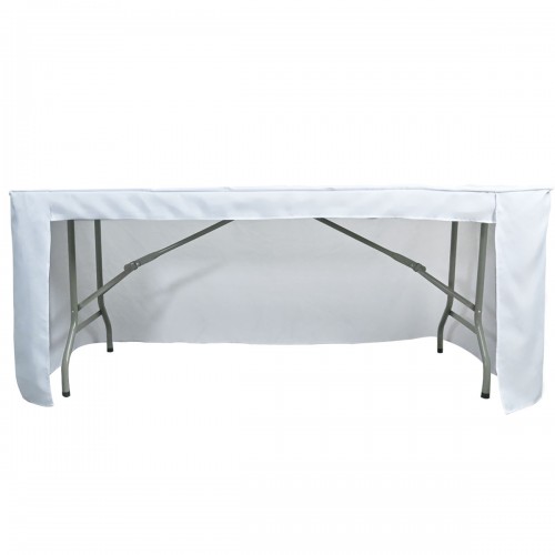 6 ft Fitted Slit Open Back Polyester Rectangular Tablecloth White