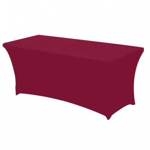 Stretch Spandex 6 ft  Rectangular Table Cover Burgundy