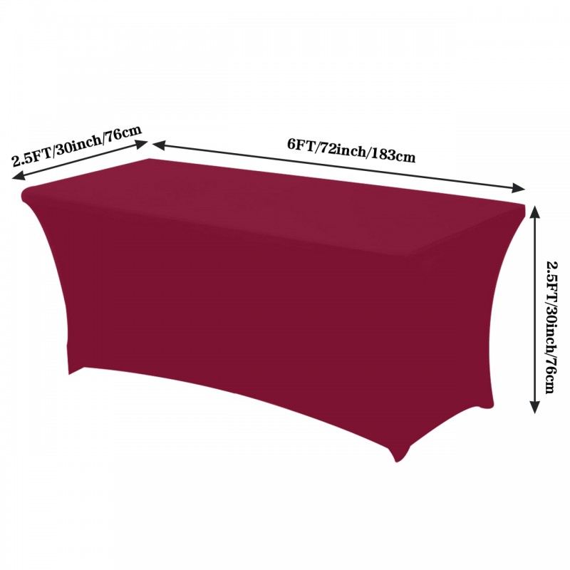 Stretch Spandex 6 ft  Rectangular Table Cover Burgundy 