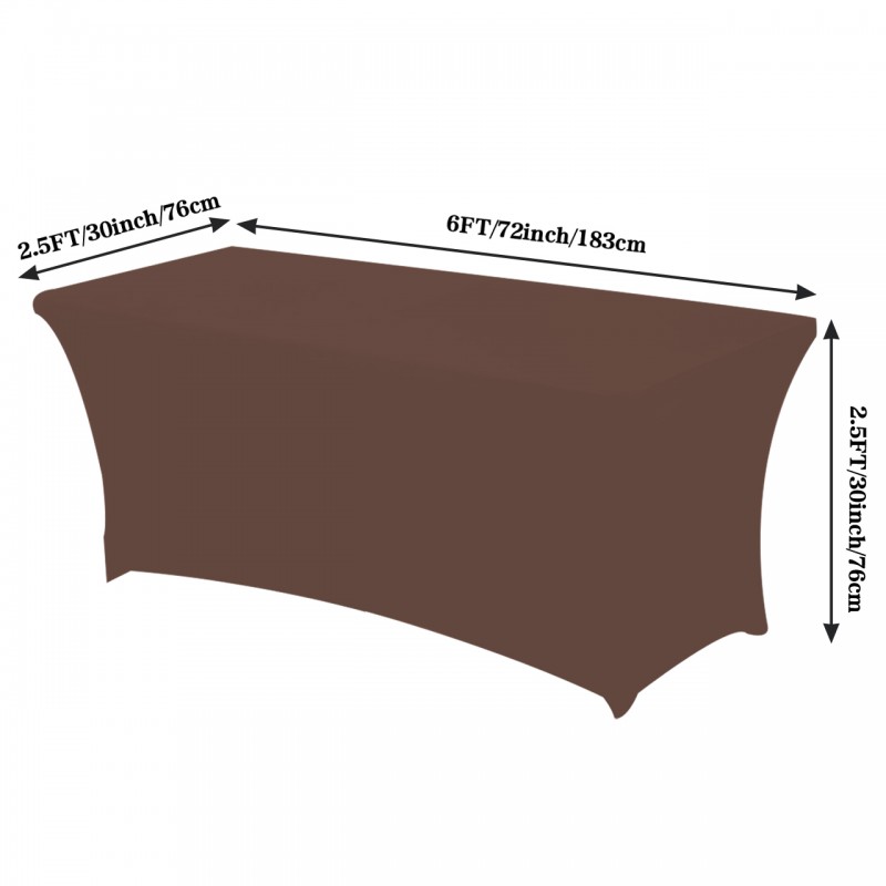 Stretch Spandex 6 ft Rectangular Table Cover Chocolate 