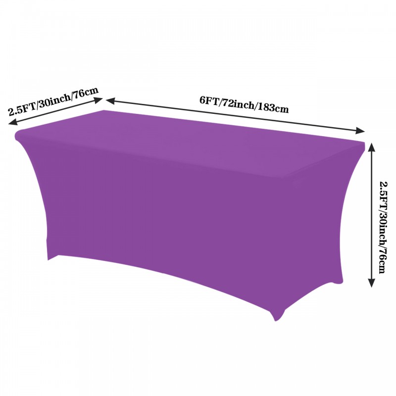 Stretch Spandex 6 ft  Rectangular Table Cover Purple 