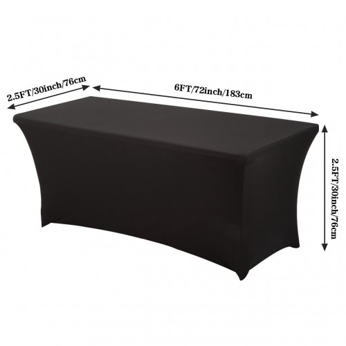 Stretch Spandex 6 ft Rectangular Table Cover Black