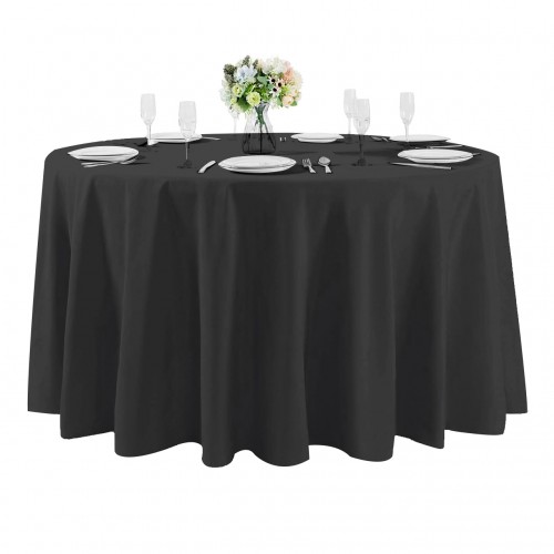 108 Inch Round Polyester Tablecloth Black